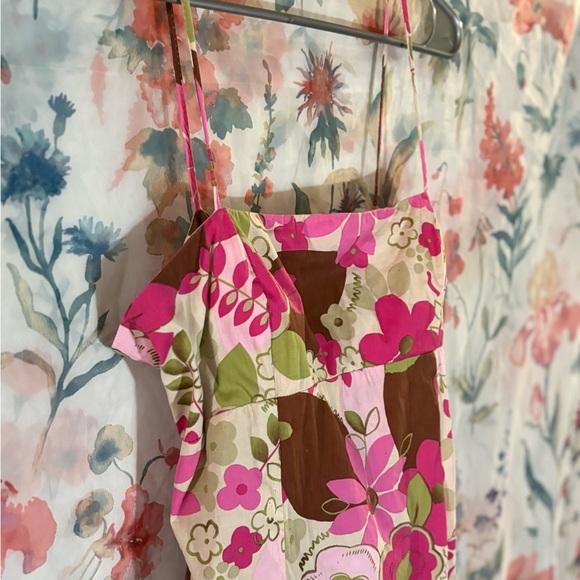 Vintage Floral Pink and Brown Mini Dress - Picture 3 of 10